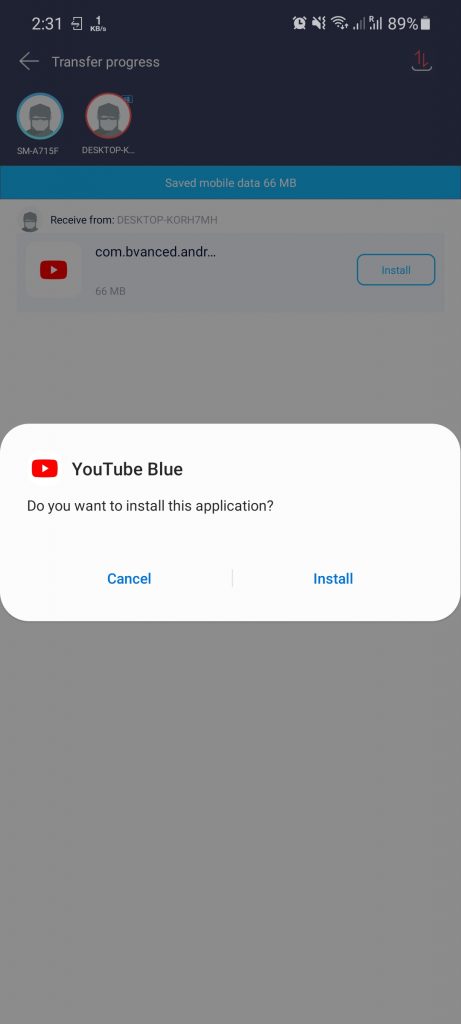 youtube blue install